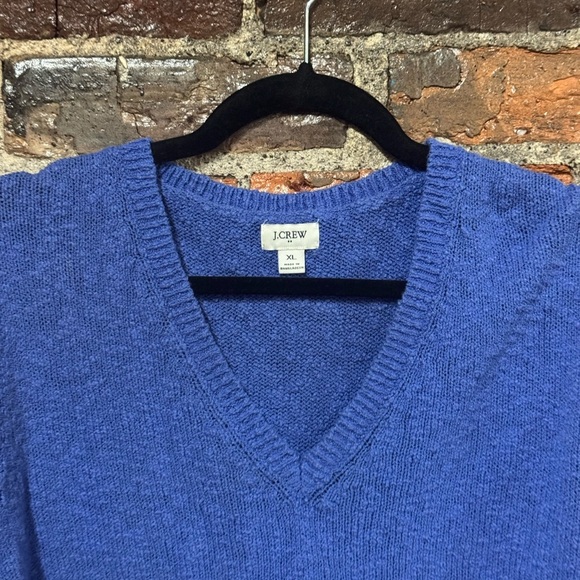 J. Crew Blue V-Neck Sweater with Ribbed Cuffs XL - Picture 2 of 4